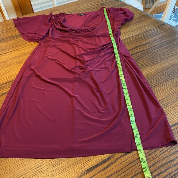 Lauren Ralph Lauren Flutter-Sleeve Dress Stretch in Exotic Ruby Size 16W - Picture 10 of 16